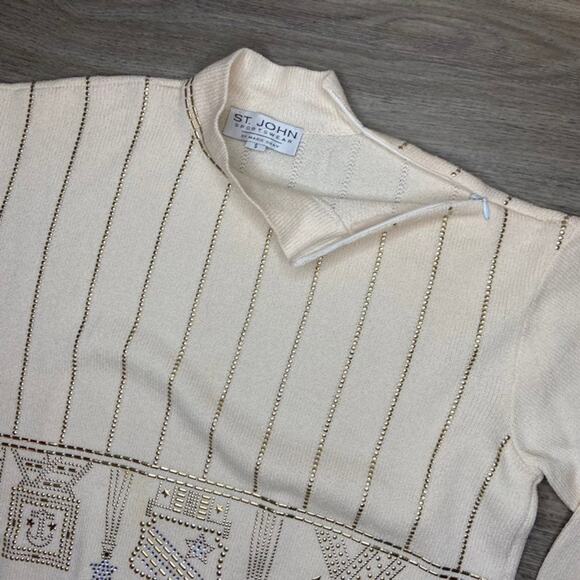 Vintage St. John by Marie Gray Cream Embellished Sweater (S) - Picture 7 of 7